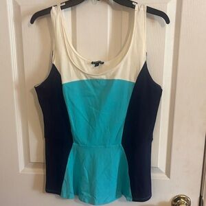 Express Cream and Blue Colorblock Tank Top